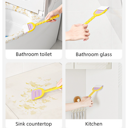 Multi-Functional Toilet Gap Cleaning Scraper, Long-Handled, Hands-Free Bathroom Hard-to-Reach Corner Cleaner, Clamp Cleaning Tool—Blue