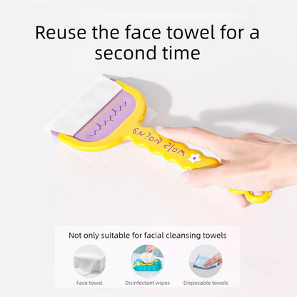 Multi-Functional Toilet Gap Cleaning Scraper, Long-Handled, Hands-Free Bathroom Hard-to-Reach Corner Cleaner, Clamp Cleaning Tool—Yellow