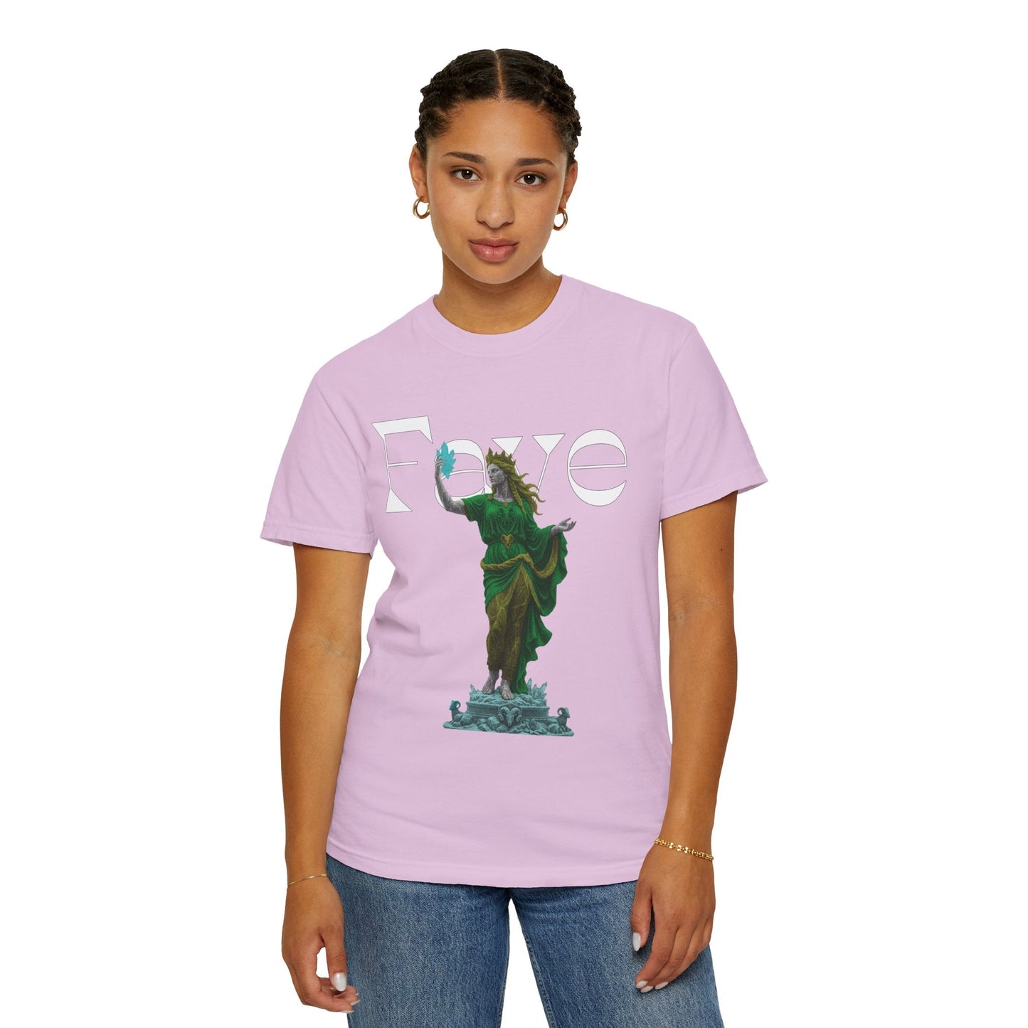 Faye Dark Fantasy Graphic Tee | Crystal Goddess Statue Shirt