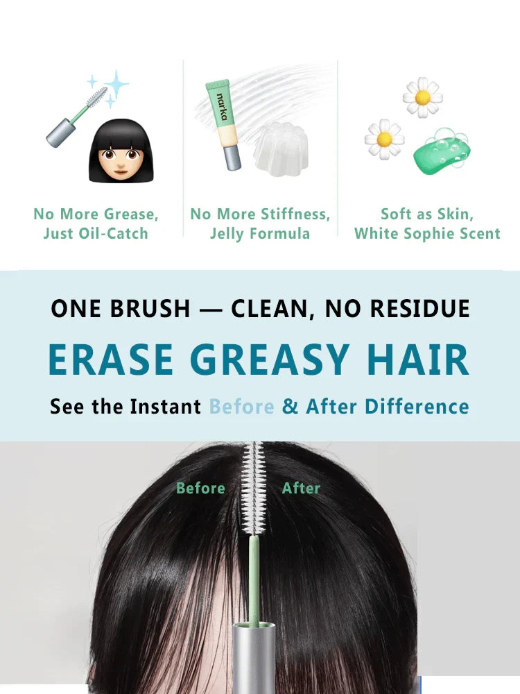 Hair sebum hair mascara with mint brush applicator and silver tube