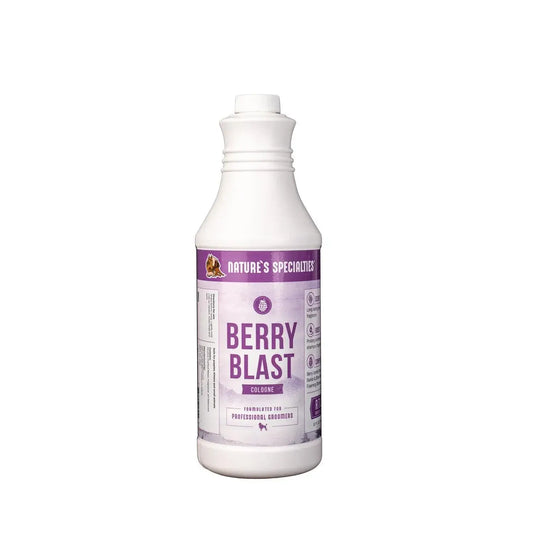 Natures Specialties Berry Blast cologne spray bottle, front view with purple label