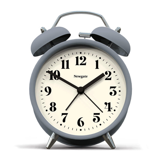 French navy alarm clock front view with Newgate clock face and twin bells