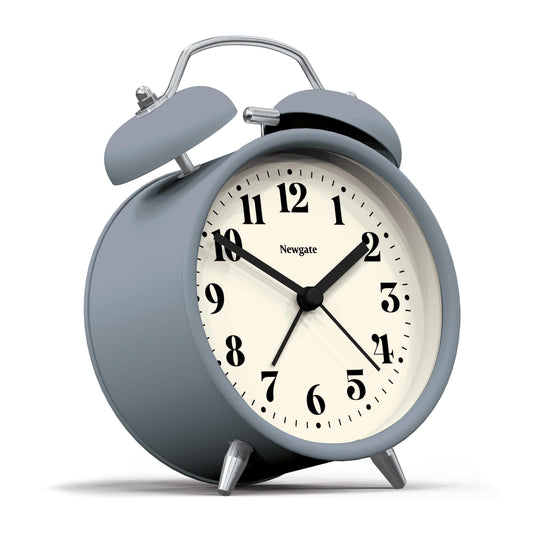 French navy alarm clock with twin bells, Newgate dial, metal feet