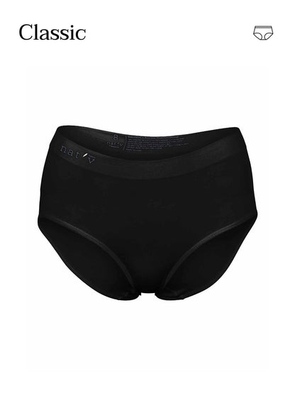 Black classic brief underwear with curved waistband and front panel