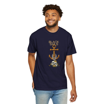 Anchor Skull Pixel Art Graphic Tee - Nautical Skull Printed Unisex T-Shirt | Comfort Colors 1717 Designed By Aprasi