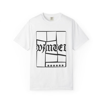 Wanted Graphic Tee Window Grid Design with wanted printed Tees