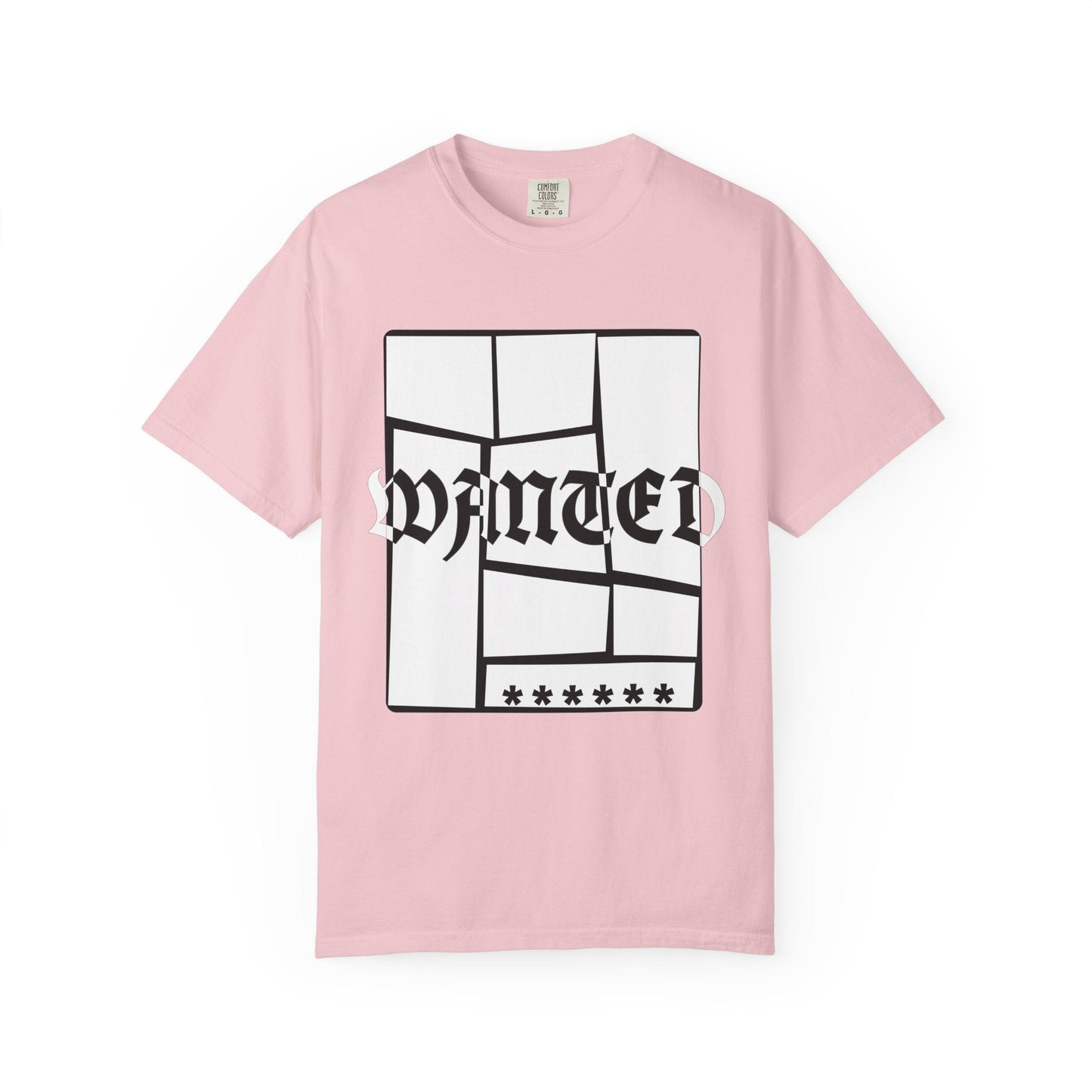 Wanted Graphic Tee Window Grid Design with wanted printed Tees