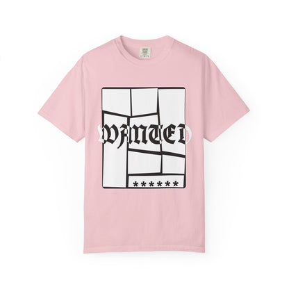 Wanted Graphic Tee Window Grid Design with wanted printed Tees