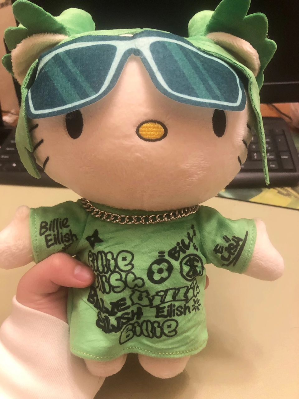 Lil Bil Neon Green Graffiti Cat Plush 26cm - Street Art Feline Collectible Toy