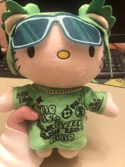 Lil Bil Neon Green Graffiti Cat Plush 26cm - Street Art Feline Collectible Toy