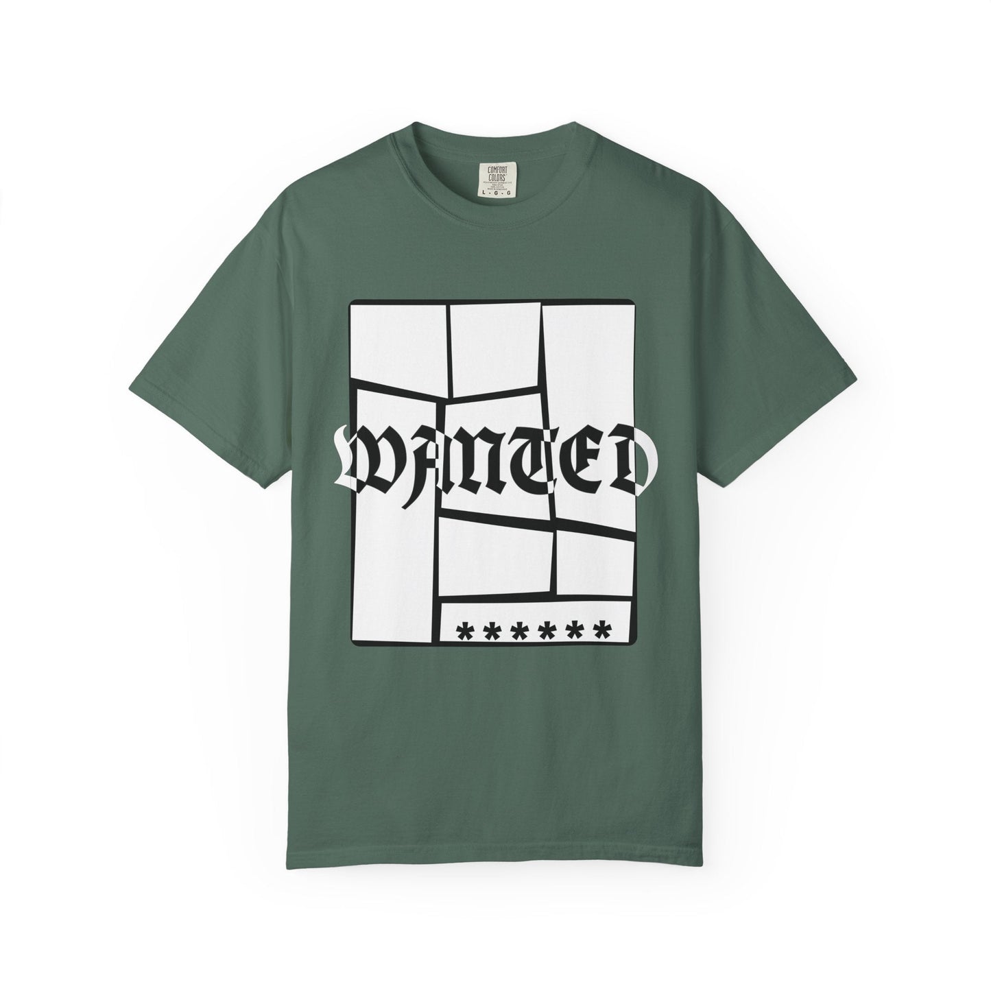 Wanted Graphic Tee Window Grid Design with wanted printed Tees