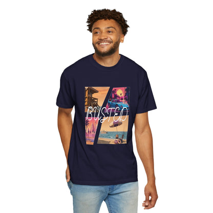 Busted Neon Beach Graphic Tee | Retro Gaming Vintage Shirt