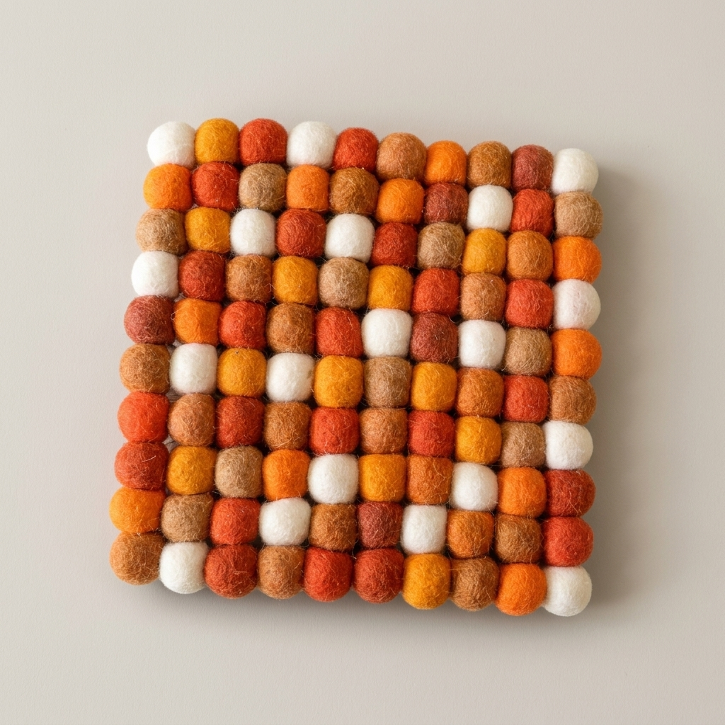 Citrus Burst Orange Wool Felt Trivet Heat Mat – Handmade Pot Mat