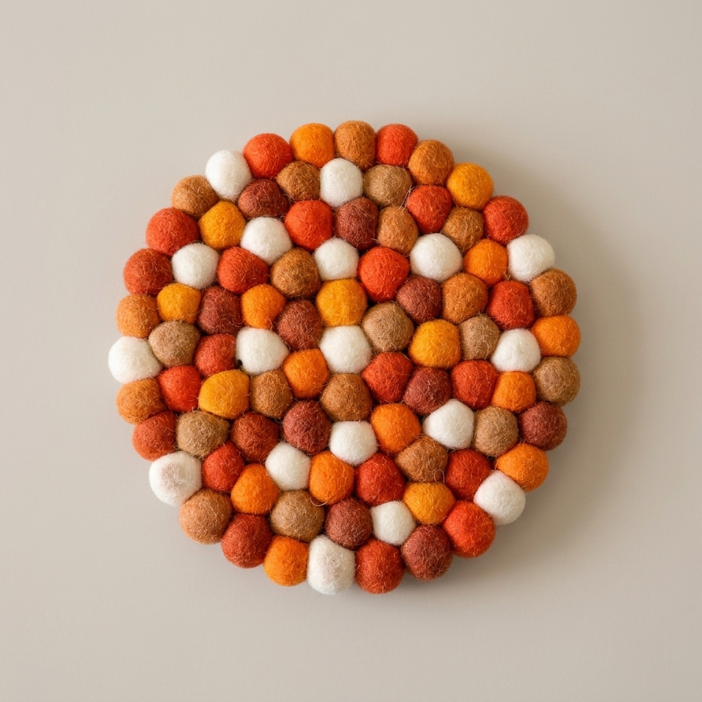 Citrus Burst Orange Wool Felt Trivet Heat Mat – Handmade Pot Mat