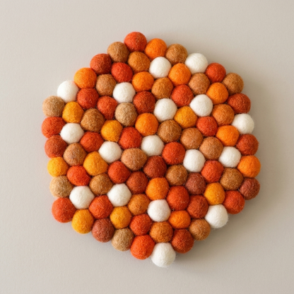 Citrus Burst Orange Wool Felt Trivet Heat Mat – Handmade Pot Mat