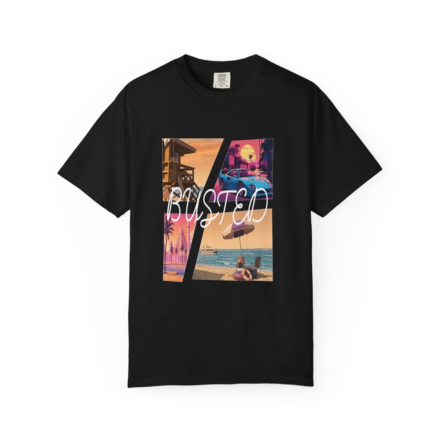 Busted Neon Beach Graphic Tee | Retro Gaming Vintage Shirt