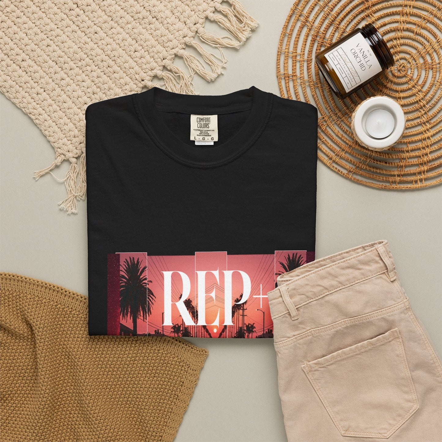 REP+ Retro Muscle Car Sunset Synthwave Streetwear Tee