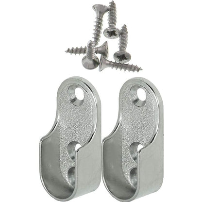 Oval Furniture Rail Hanger 2 Pieces - Wardrobe Tube Bracket For Oval Bar Nickel Plated Steel ROd Hanger Fixing Metal