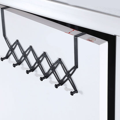 Over Door Hooks Expandable Stainless Steel Clothes Coat Rack for Bedroom Indoor 6 Hangers Black