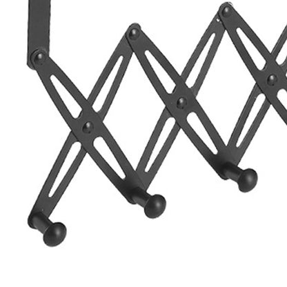 Over Door Hooks Expandable Stainless Steel Clothes Coat Rack for Bedroom Indoor 6 Hangers Black