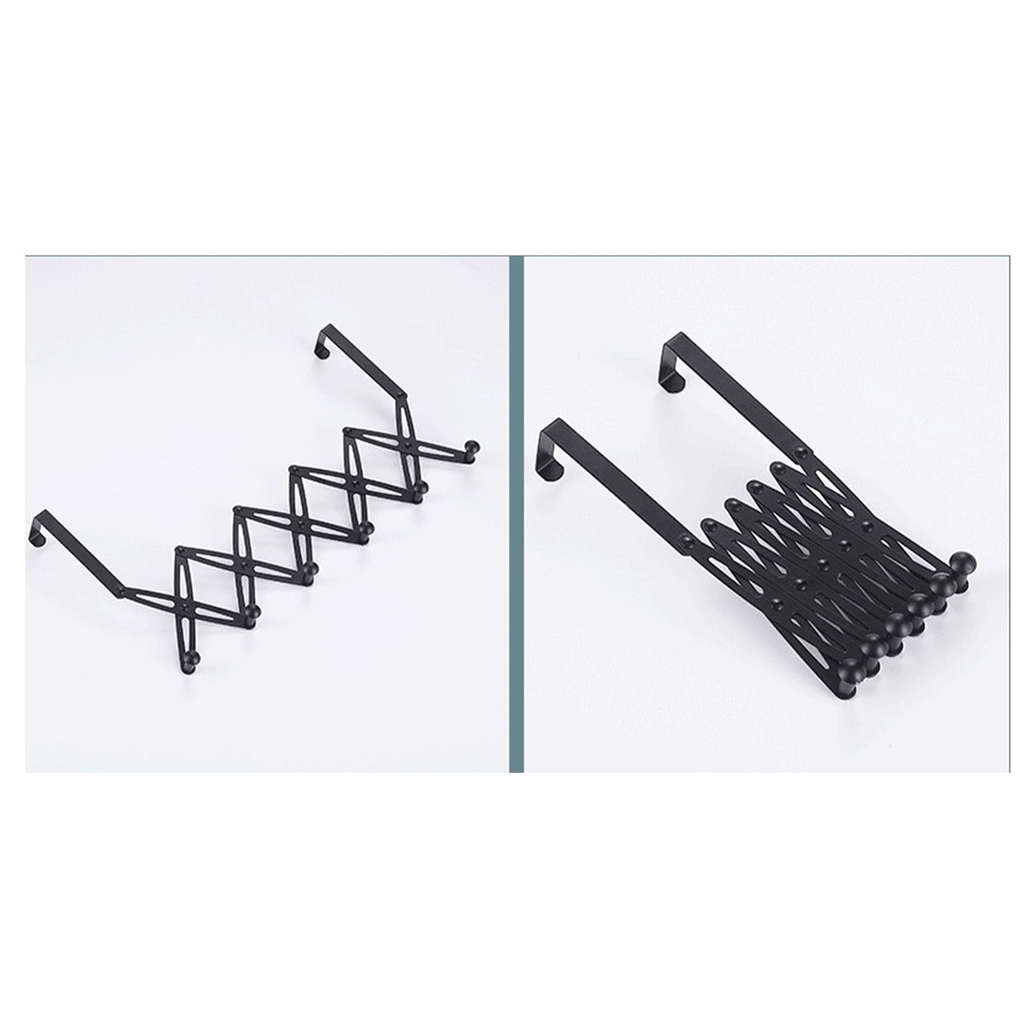 Over Door Hooks Expandable Stainless Steel Clothes Coat Rack for Bedroom Indoor 6 Hangers Black