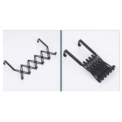 Over Door Hooks Expandable Stainless Steel Clothes Coat Rack for Bedroom Indoor 6 Hangers Black