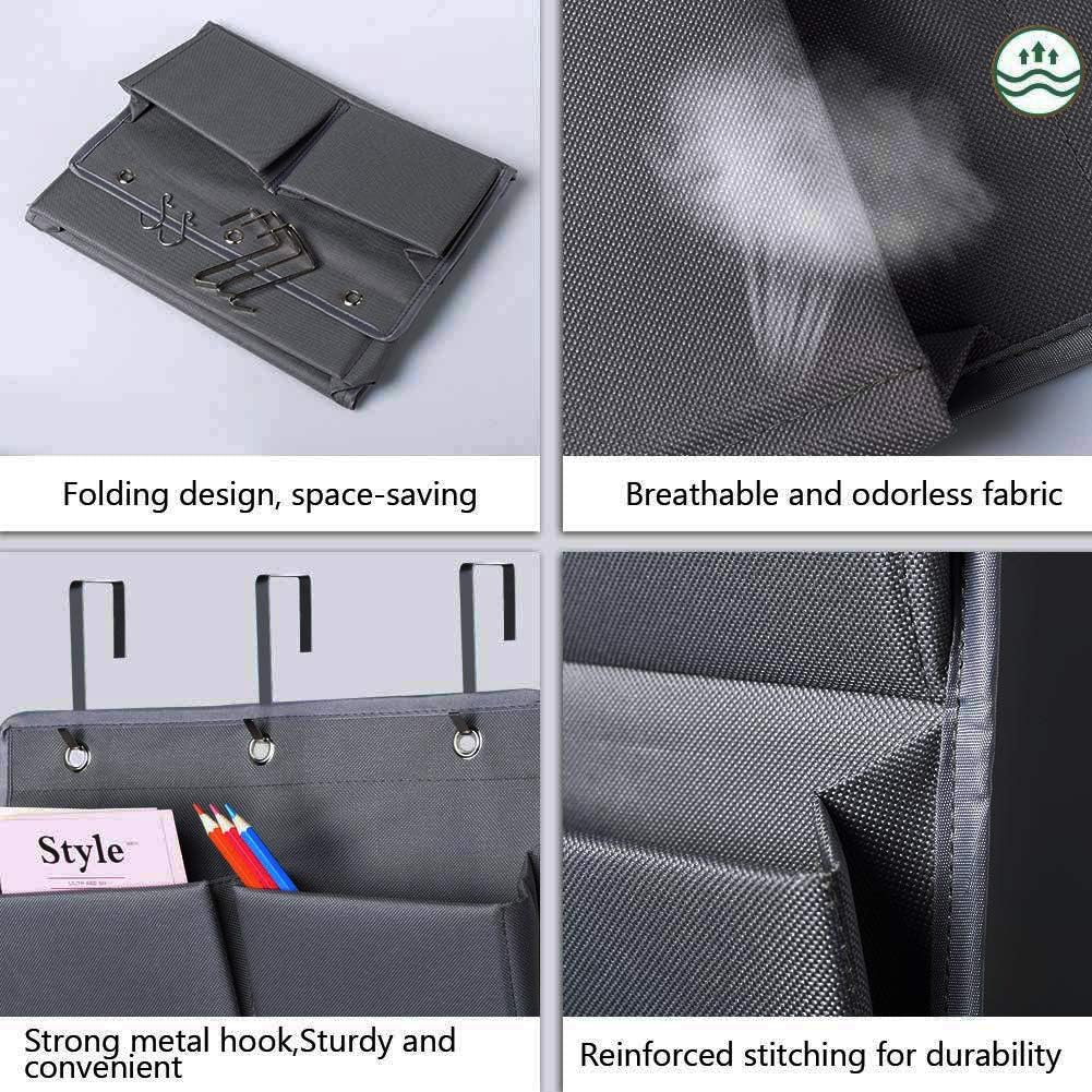 Over Door Organizer 5 Pocket Hanging Storage Bag Grey Wall Mounted Space Saving Organiser