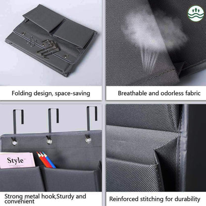 Over Door Organizer 5 Pocket Hanging Storage Bag Grey Wall Mounted Space Saving Organiser