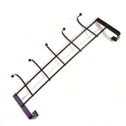 Over The Door Hook for Doors up to 1.4\'\' Thickness, Stainless Steel Over Door Hanger with 5 Hooks, Door Coat Rack for Entryway & Bathroom Hanging Coats, Backpack, Robes, Towels, 1 Pcs, 9.05x3.54 9.05" x 3.54" Black