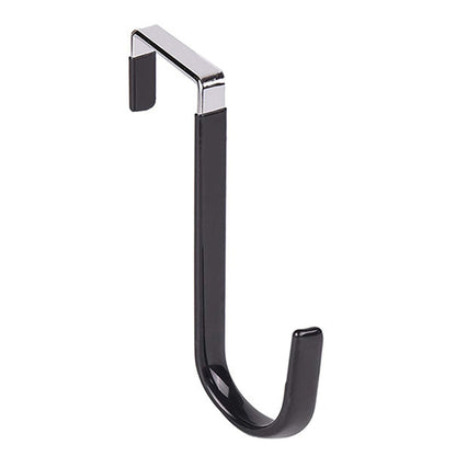 Over The Door Hooks,1 Pack Hangers Hooks with Rubber Prevent Scratches Heavy Duty Organizer for Living Room, Bathroom, Bedroom, Kitchen Hanging Clothes, Towels, Hats, Coats, Bags(Black) Black