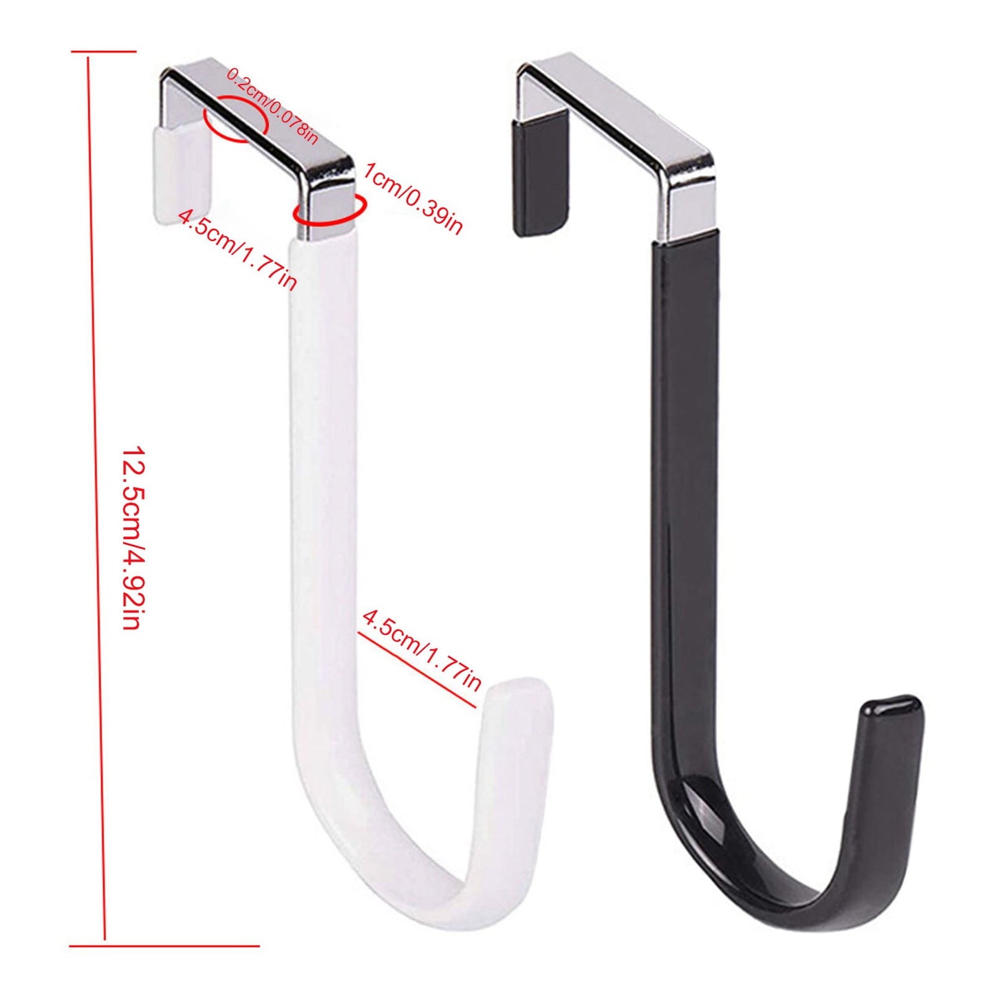 Over The Door Hooks,1 Pack Hangers Hooks with Rubber Prevent Scratches Heavy Duty Organizer for Living Room, Bathroom, Bedroom, Kitchen Hanging Clothes, Towels, Hats, Coats, Bags(Black) Black