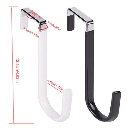 Over The Door Hooks,1 Pack Hangers Hooks with Rubber Prevent Scratches Heavy Duty Organizer for Living Room, Bathroom, Bedroom, Kitchen Hanging Clothes, Towels, Hats, Coats, Bags(Black) Black