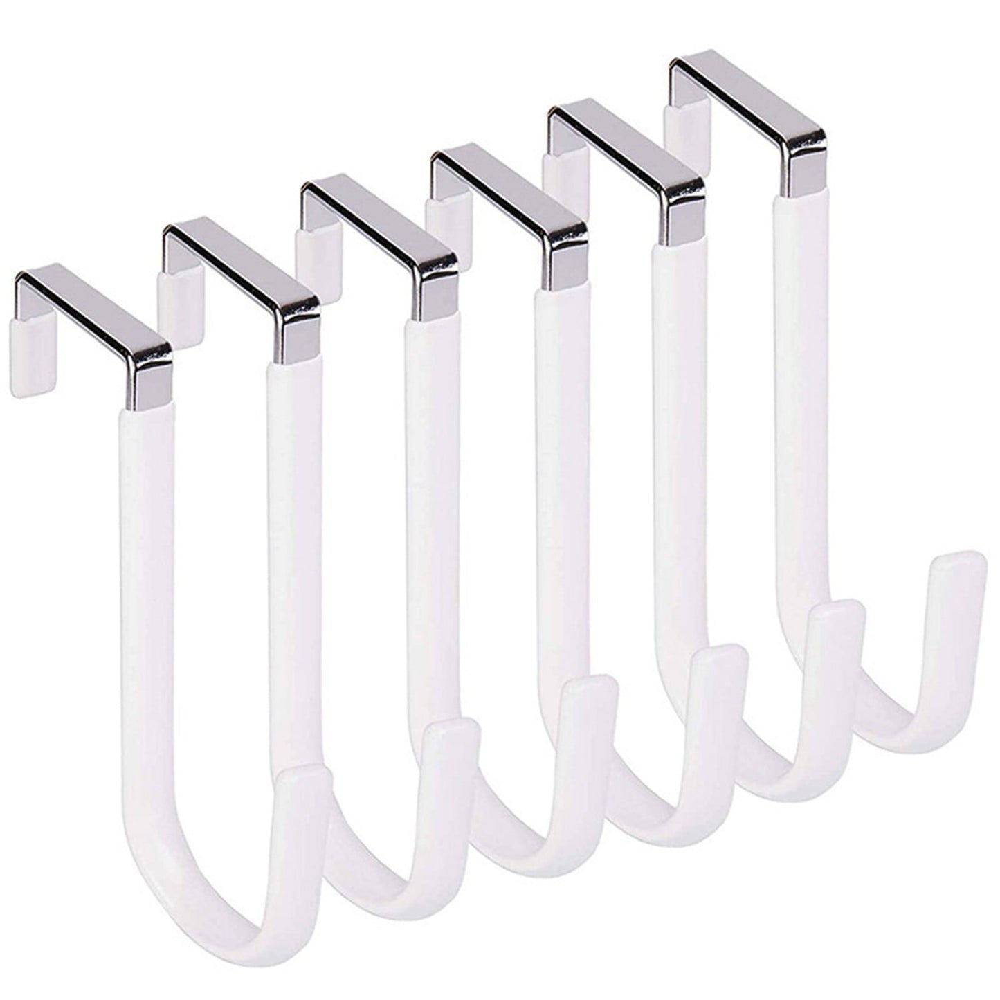 Over The Door Hooks,1 Pack Hangers Hooks with Rubber Prevent Scratches Heavy Duty Organizer for Living Room, Bathroom, Bedroom, Kitchen Hanging Clothes, Towels, Hats, Coats, Bags(Black) Black