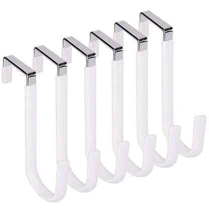Over The Door Hooks,1 Pack Hangers Hooks with Rubber Prevent Scratches Heavy Duty Organizer for Living Room, Bathroom, Bedroom, Kitchen Hanging Clothes, Towels, Hats, Coats, Bags(Black) Black
