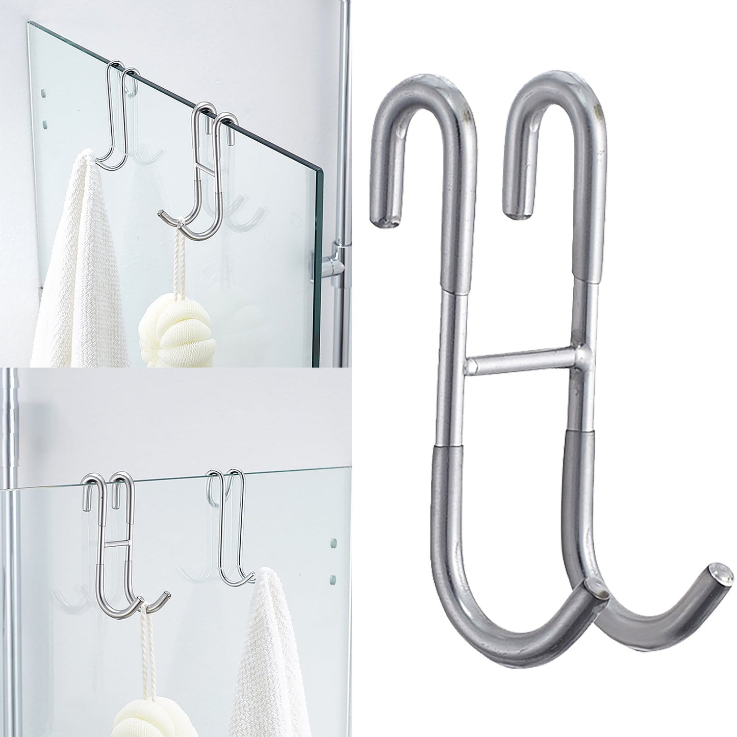 Over The Door Hooks,1 Pack Hangers Hooks with Rubber Prevent Scratches Heavy Duty Organizer for Living Room, Bathroom, Bedroom, Kitchen Hanging Clothes, Towels, Hats, Coats, Bags(Black) Z1-Clear