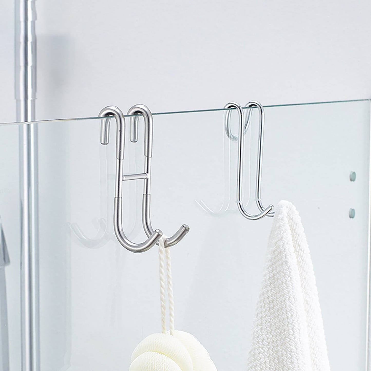 Over The Door Hooks,1 Pack Hangers Hooks with Rubber Prevent Scratches Heavy Duty Organizer for Living Room, Bathroom, Bedroom, Kitchen Hanging Clothes, Towels, Hats, Coats, Bags(Black) Z1-Clear