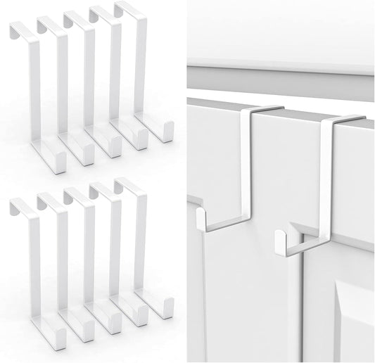 10-pack white over-the-door Z hooks with rectangular top loops for hanging clothes