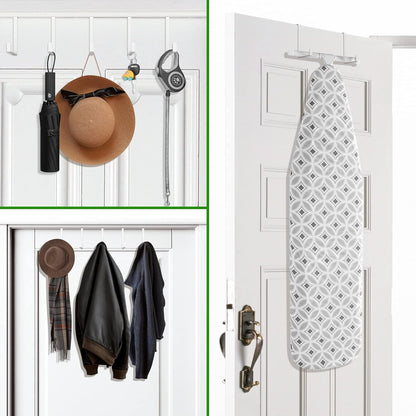 Over The Door Hooks 10 Pack, Z-Shaped Door Hanger Hook Fits The 1 3/8" and 1 3/4" Door Widths, Reversible Metal Door Hooks for Hanging Clothes, Coats, Towels, Shoe Organizers (White)
