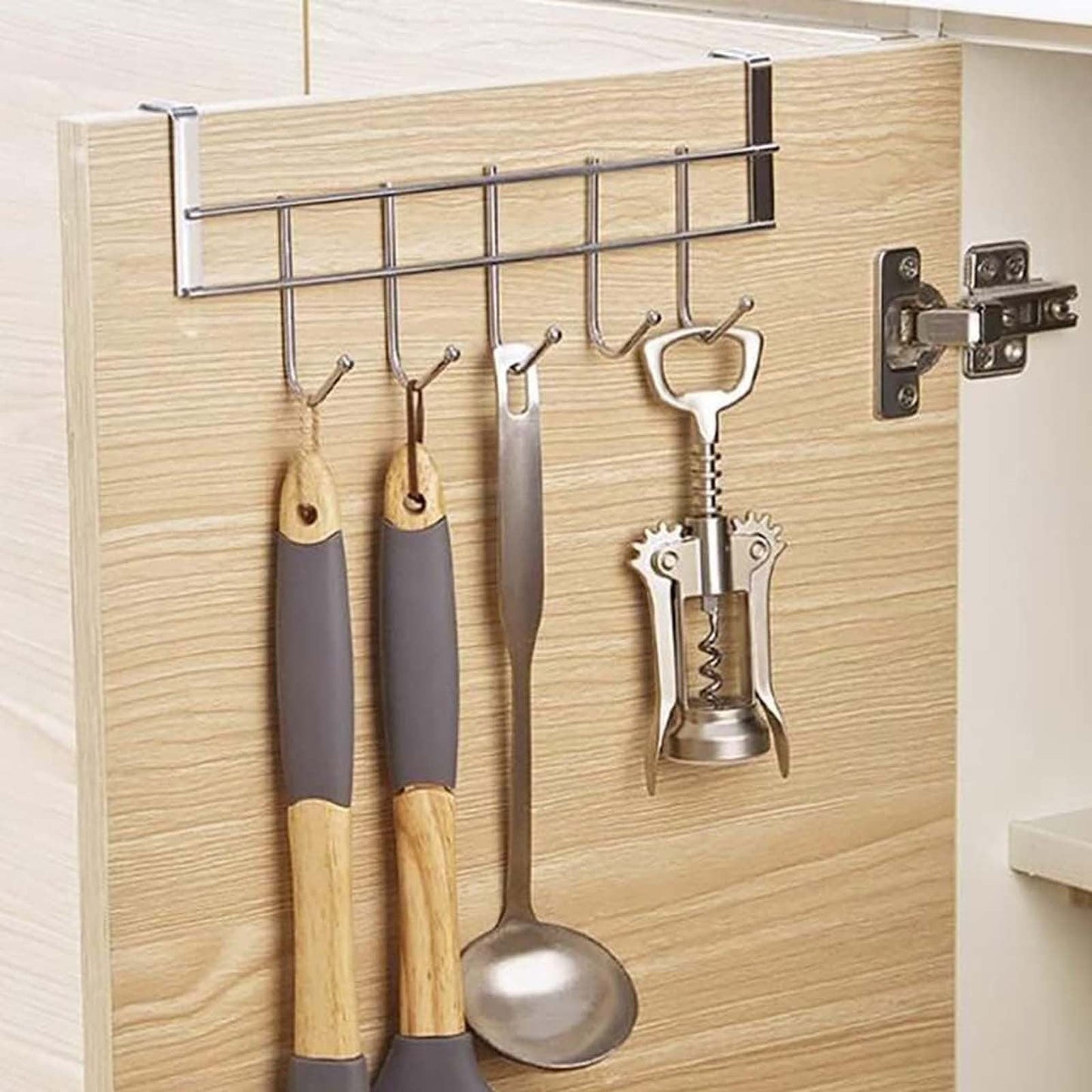 Over The Door Hooks, Door Hanger, Over The Door Towel Rack, Door Coat Towel Hanger Door Coat Rack, No Drilling Metal Hanger with 5 Hooks for Hanging Clothes, Jacket, Hats, 1 Pcs, 9.7x3.5x0.8 9.4" x 3.5" x 2.0" Black