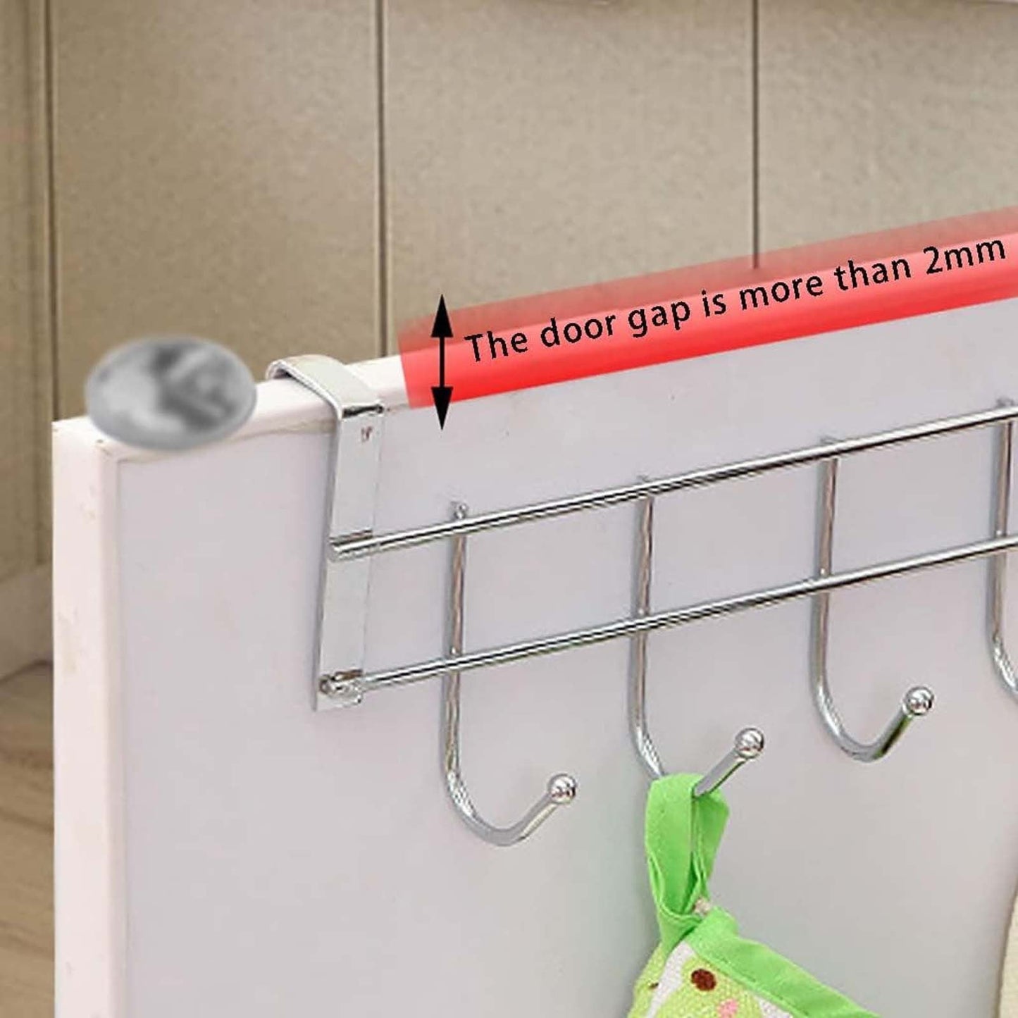 Over The Door Hooks, Door Hanger, Over The Door Towel Rack, Door Coat Towel Hanger Door Coat Rack, No Drilling Metal Hanger with 5 Hooks for Hanging Clothes, Jacket, Hats, 1 Pcs, 9.7x3.5x0.8 9.7" x 3.5" x 0.8" White