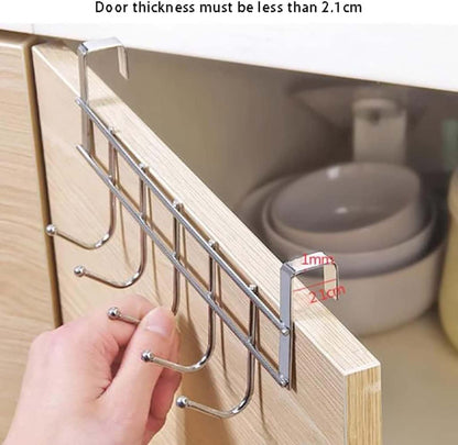 Over The Door Hooks, Door Hanger, Over The Door Towel Rack, Door Coat Towel Hanger Door Coat Rack, No Drilling Metal Hanger with 5 Hooks for Hanging Clothes, Jacket, Hats, 1 Pcs, 9.7x3.5x0.8 9.7" x 3.5" x 1.4" White