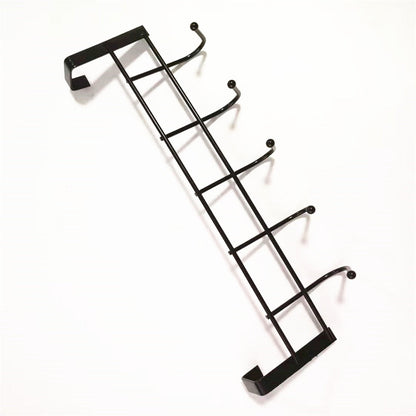 Over The Door Hooks For Hanging, Over The Door Hanger, Over The Door Organizer,Over The Door Towel Rack For Bathroom With 5 Coat Hooks, Bathroom Towel Holder Towels Hanger,Bedroom Door Hooks,(Black) Black-2PCS