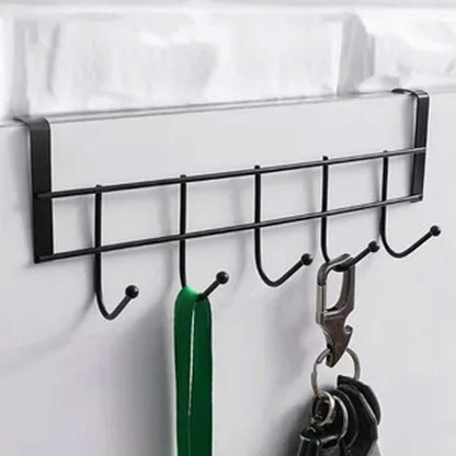 Over The Door Hooks For Hanging, Over The Door Hanger, Over The Door Organizer,Over The Door Towel Rack For Bathroom With 5 Coat Hooks, Bathroom Towel Holder Towels Hanger,Bedroom Door Hooks,(Black) Black-4PCS