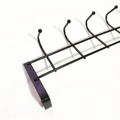 Over The Door Hooks For Hanging, Over The Door Hanger, Over The Door Organizer,Over The Door Towel Rack For Bathroom With 5 Coat Hooks, Bathroom Towel Holder Towels Hanger,Bedroom Door Hooks,(Black) Black-4PCS
