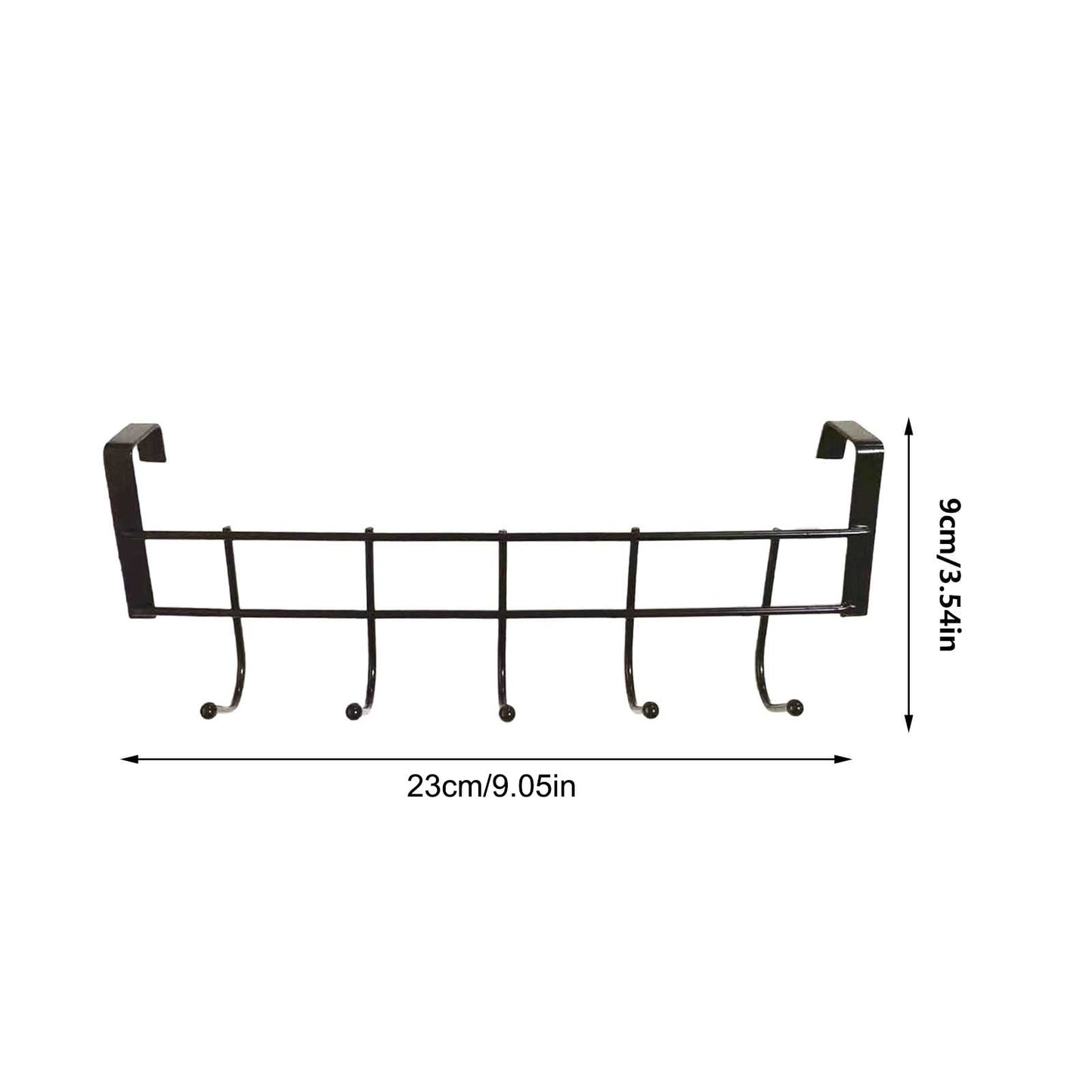 Over The Door Hooks For Hanging, Over The Door Hanger, Over The Door Organizer,Over The Door Towel Rack For Bathroom With 5 Coat Hooks, Bathroom Towel Holder Towels Hanger,Bedroom Door Hooks,(Black) Black-5PCS