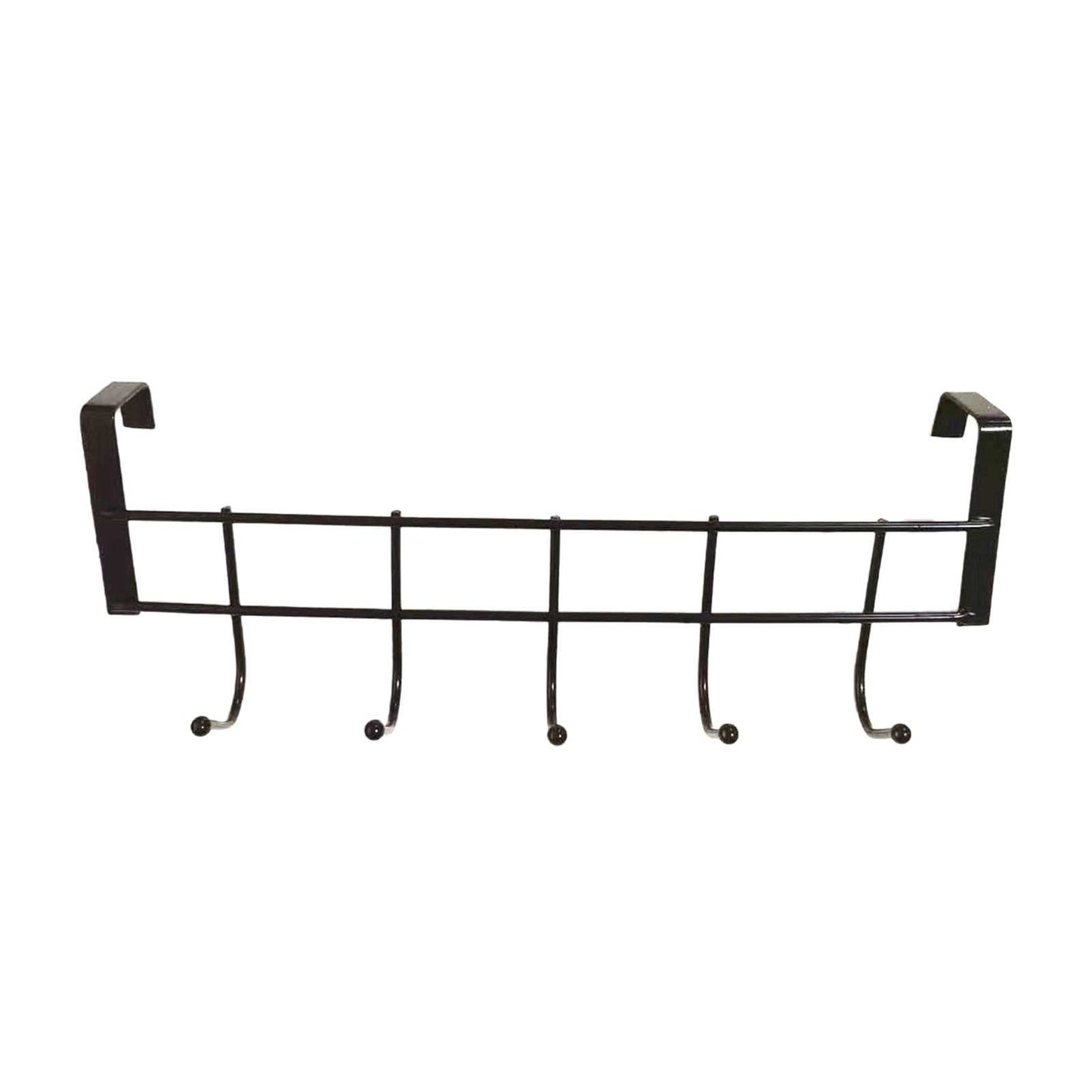 Over The Door Hooks For Hanging, Over The Door Hanger, Over The Door Organizer,Over The Door Towel Rack For Bathroom With 5 Coat Hooks, Bathroom Towel Holder Towels Hanger,Bedroom Door Hooks,(Black) Black-6PCS