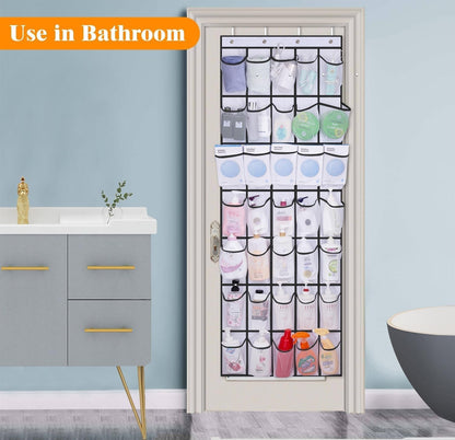 Over The Door Shoe Organizer 24 Large Mesh Pockets, White