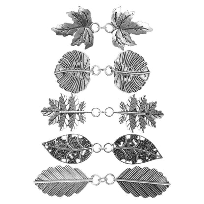 PATKAW 5pcs Metal Leaf Sweater Clips Cinch Clips for Cardigans Dress Shawls Collar Accessories 9.00X1.80X0.70CM Silver