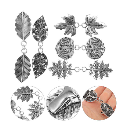 PATKAW 5pcs Metal Leaf Sweater Clips Cinch Clips for Cardigans Dress Shawls Collar Accessories 9.00X1.80X0.70CM Silver