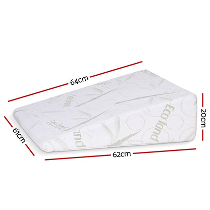 Gel memory foam wedge pillow, 64cm x 62cm x 20cm dimensions